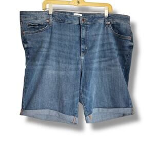 Sonoma Womens Blue Jean Denim Cuffed Bermuda Shorts Mid Rise 22W